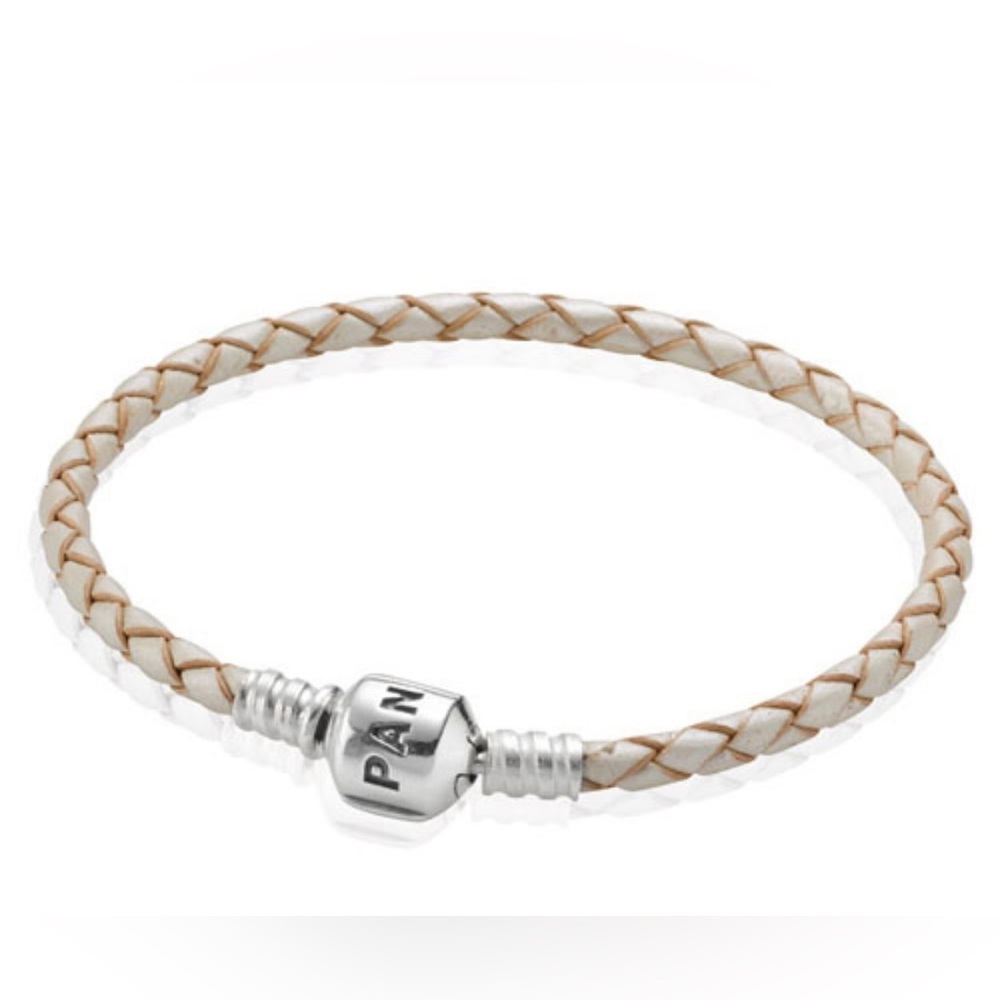 Pandora Champagne White Leather Bracelet